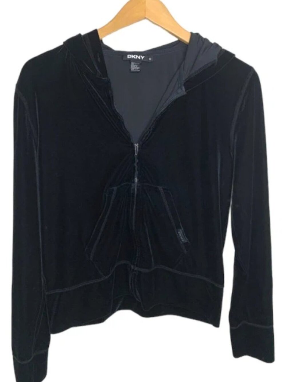 Y2k DKNY Black Velour Track Suit Jacket